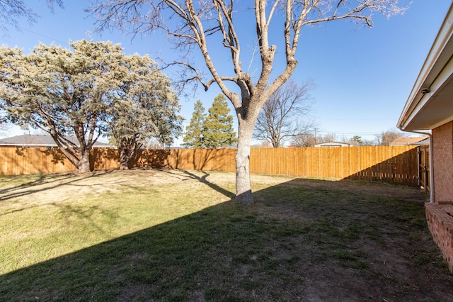 view of yard featuring a fenced backyard