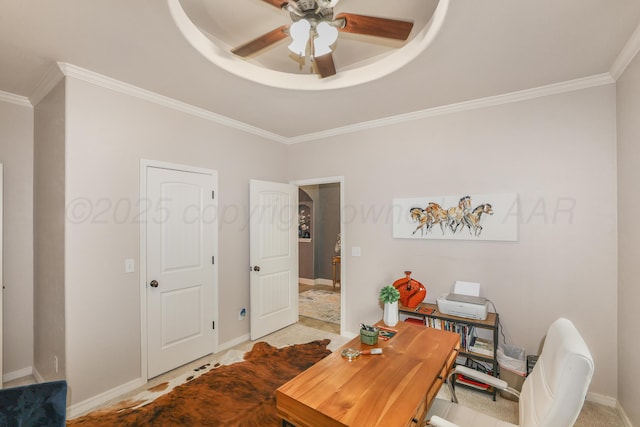 7404 Southbend Dr, Amarillo, TX 79119 - office featuring a ceiling fan and ornamental molding