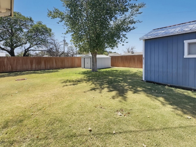 view of yard with a storage unit