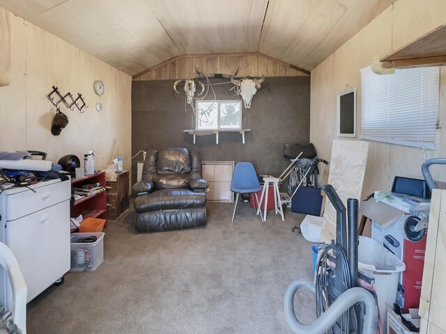 interior space featuring vaulted ceiling