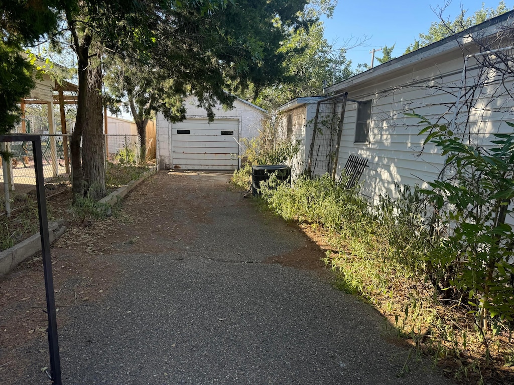 exterior space with a garage