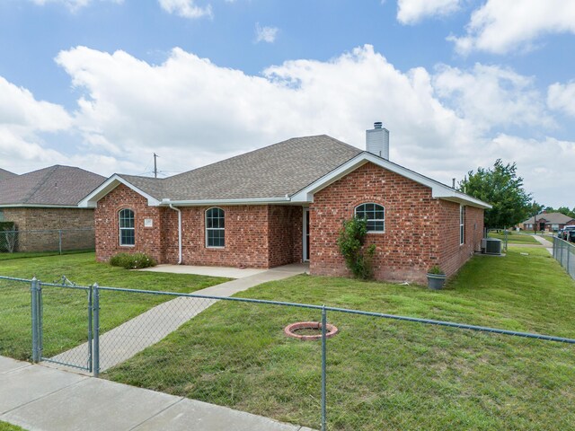6100 Mckay Ct, Amarillo, TX 79118 - single story home featuring brick siding, a chimney, a shingled roof, and a fenced backyard
