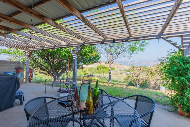 view of patio / terrace with grilling area and a pergola