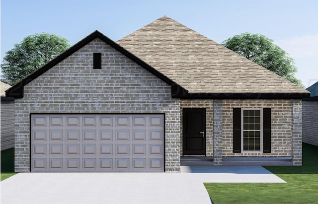 7612 Wellington Ct, Amarillo, TX 79119 - french country inspired facade featuring driveway, a garage, and a shingled roof