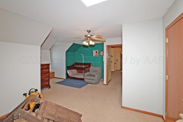 1206 Olive St, Stratford, TX 79084 - bedroom with carpet floors and a ceiling fan