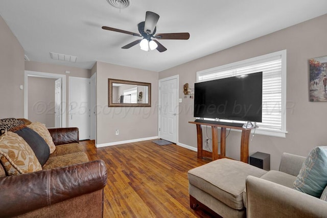 312 SW 45th Ave, Amarillo, TX 79110 - living room with a ceiling fan and wood finished floors