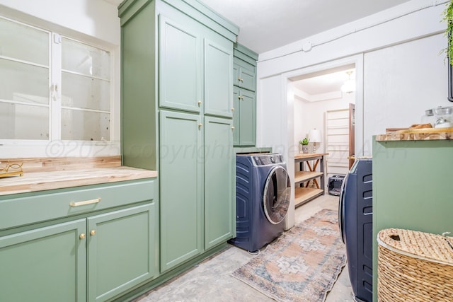 3208 S Ong St, Amarillo, TX 79109 - laundry room with cabinet space and separate washer and dryer