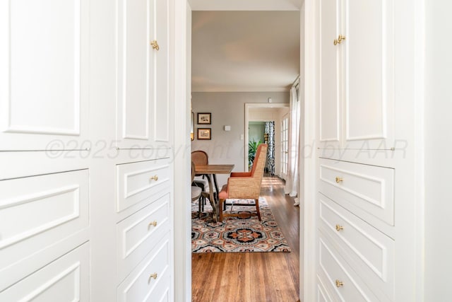3208 S Ong St, Amarillo, TX 79109 - hall featuring ornamental molding and wood finished floors