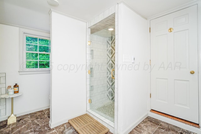 3208 S Ong St, Amarillo, TX 79109 - bathroom with a shower stall and marble finish flooring