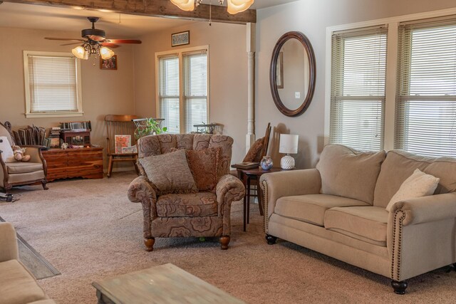 1002 S Main St, Wheeler, TX 79096 - living room featuring carpet floors and a ceiling fan