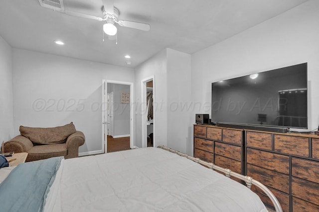 307 N Georgia St, Amarillo, TX 79106 - bedroom with recessed lighting, a spacious closet, baseboards, and ceiling fan