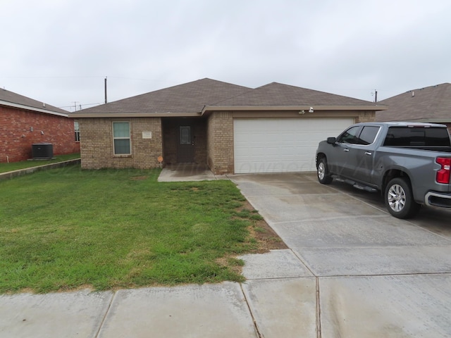 7208 Gemini Trl, Amarillo, TX 79118 - single story home with brick siding, an attached garage, cooling unit, concrete driveway, and a front yard