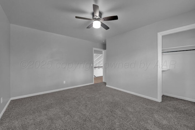 3700 Paramount Blvd, Amarillo, TX 79109 - unfurnished bedroom featuring carpet floors, a ceiling fan, and a closet