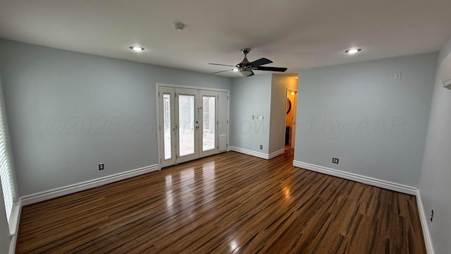 1011 S Lamar St, Amarillo, TX 79102 - empty room featuring dark wood finished floors, a ceiling fan, and recessed lighting
