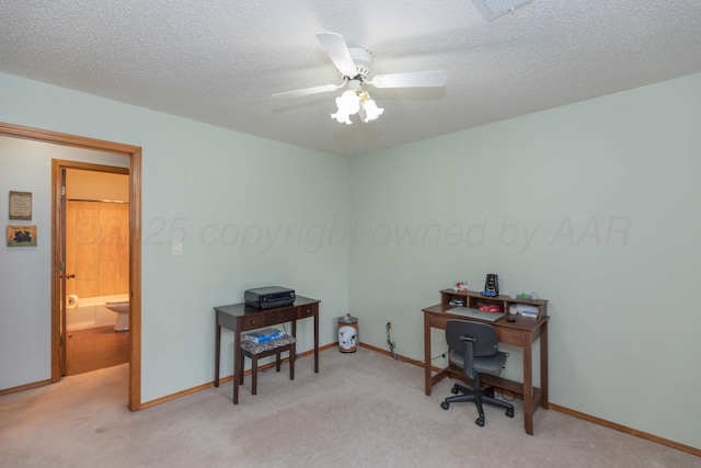 7919 Mitcham Dr, Amarillo, TX 79121 - carpeted office space with a ceiling fan and a textured ceiling