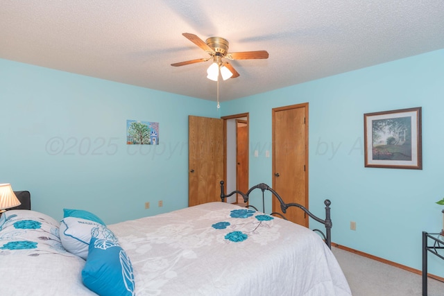 7919 Mitcham Dr, Amarillo, TX 79121 - carpeted bedroom featuring a textured ceiling and ceiling fan