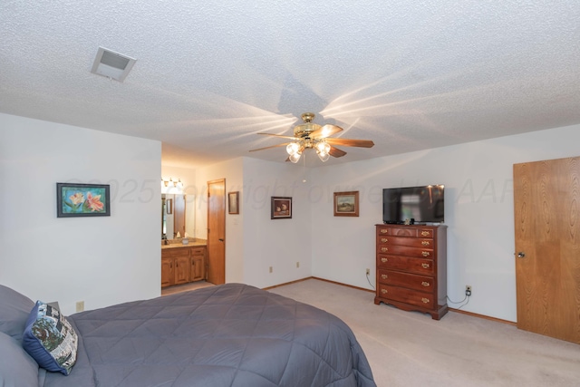 7919 Mitcham Dr, Amarillo, TX 79121 - bedroom featuring light colored carpet, a textured ceiling, and ceiling fan