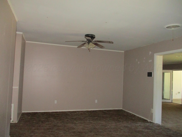 1502 Lancelot St, Borger, TX 79007 - carpeted empty room with a ceiling fan, crown molding, and baseboards