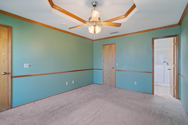 6701 Admiral Ct, Amarillo, TX 79124 - unfurnished bedroom featuring carpet floors, ornamental molding, and ceiling fan