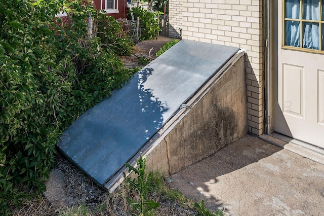 view of storm shelter