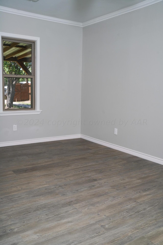 709 N Wells St, Pampa, TX 79065 - spare room featuring dark wood-type flooring and ornamental molding