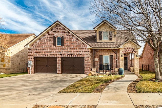 view of front of property with a garage