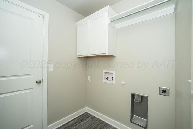 7200 Athens St, Amarillo, TX 79118 - washroom with cabinet space, electric dryer hookup, washer hookup, dark wood-style floors, and gas dryer hookup