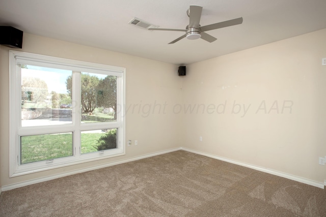 103 N Timbercreek Dr, Amarillo, TX 79118 - carpeted spare room with baseboards, visible vents, and ceiling fan