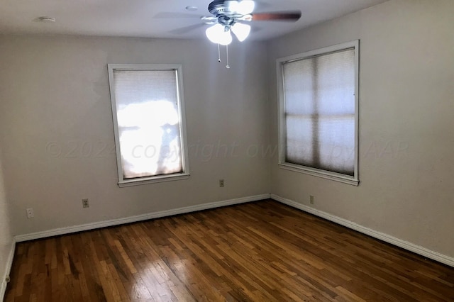1000 S Bryan St, Amarillo, TX 79102 - unfurnished room featuring wood finished floors, a ceiling fan, and baseboards