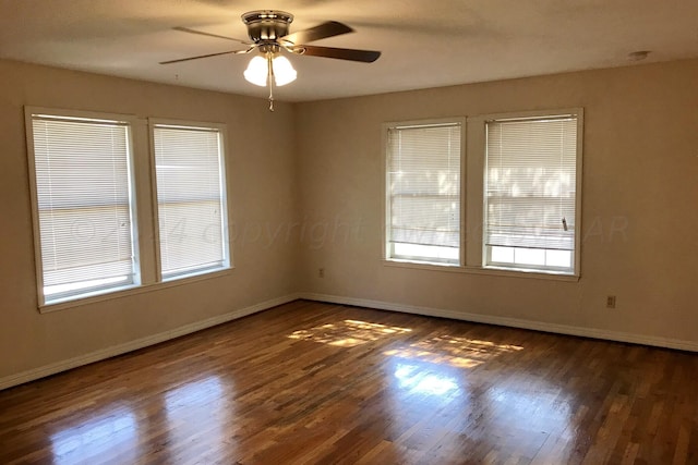 1000 S Bryan St, Amarillo, TX 79102 - empty room with ceiling fan, baseboards, and wood finished floors