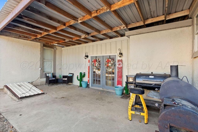 view of patio featuring french doors