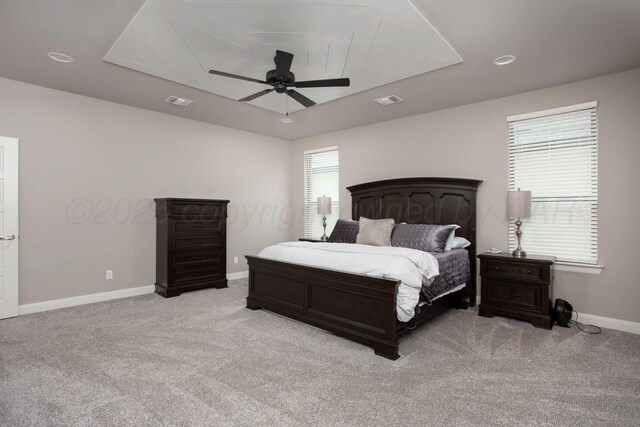 5708 Wesley Rd, Amarillo, TX 79119 - bedroom featuring light carpet and a ceiling fan