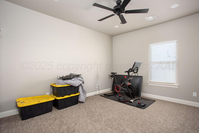 5708 Wesley Rd, Amarillo, TX 79119 - miscellaneous room with carpet, a ceiling fan, and recessed lighting