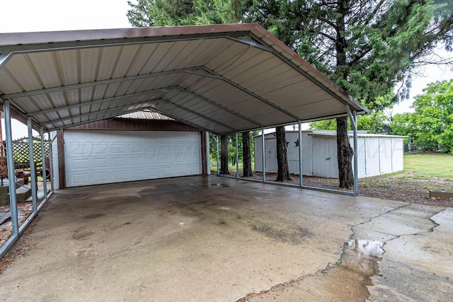 view of parking featuring a garage