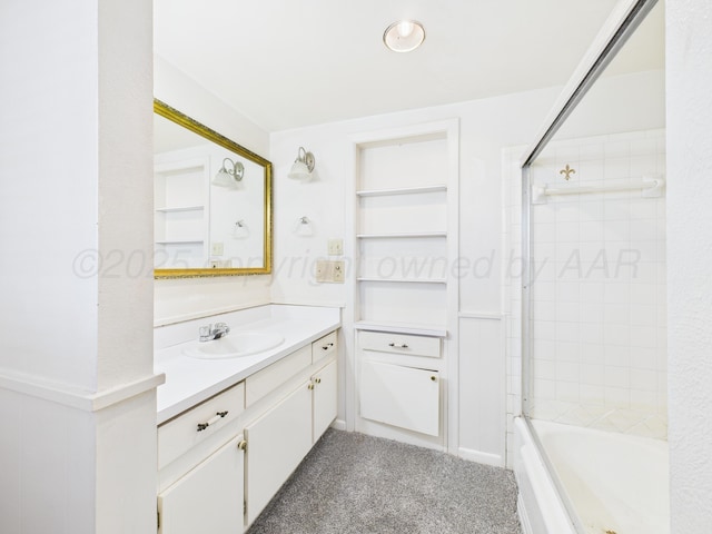 full bath featuring shower / bathtub combination and vanity