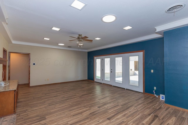 5404 While A Way Rd, Amarillo, TX 79109 - empty room featuring crown molding, wood finished floors, a ceiling fan, and baseboards