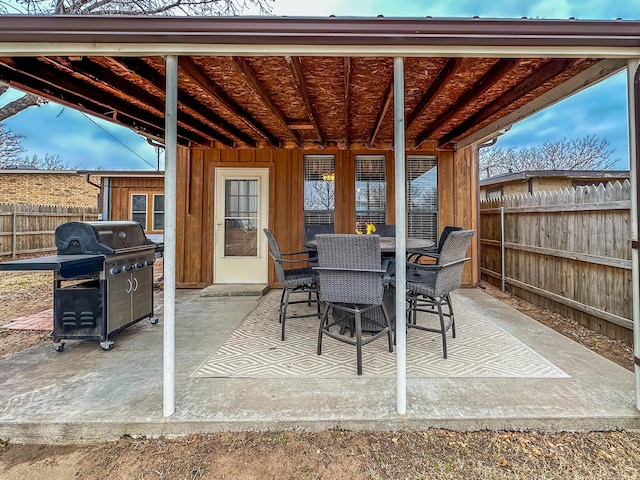 view of patio / terrace featuring a grill