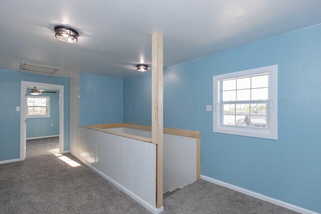 hallway with carpet floors