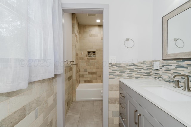 2523 5th Ave, Canyon, TX 79015 - full bath with vanity, tile walls, and toilet