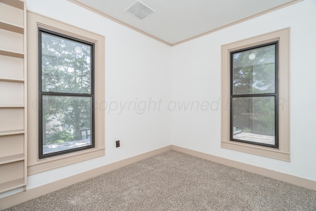 2523 5th Ave, Canyon, TX 79015 - unfurnished room with plenty of natural light, carpet floors, and ornamental molding
