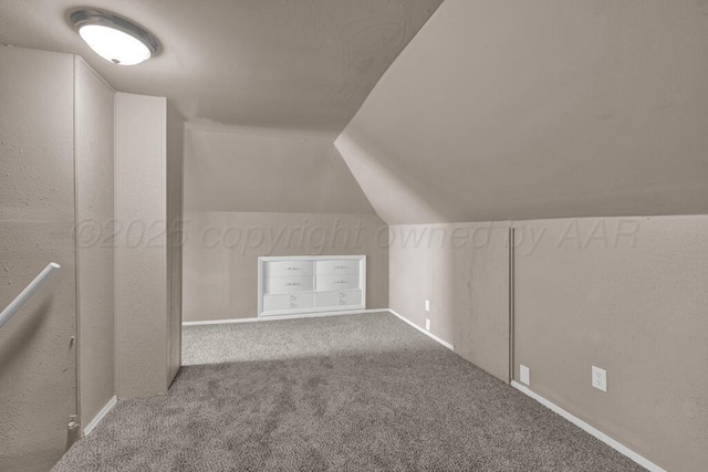 1610 N Hayes St, Amarillo, TX 79107 - additional living space with baseboards, carpet flooring, and vaulted ceiling