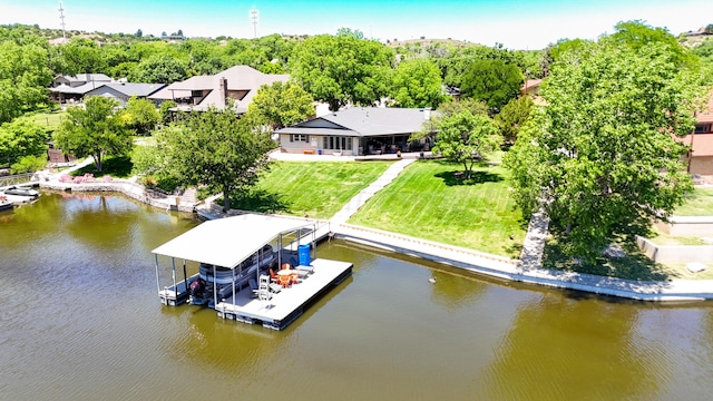 120 Port O Call Dr, Amarillo, TX 79118 - dock featuring a water view, boat lift, and a lawn