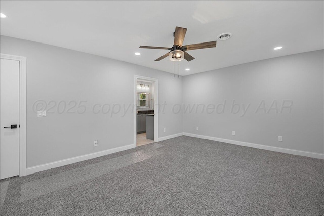 4400 Gem Lake Rd, Amarillo, TX 79106 - carpeted empty room with a ceiling fan and recessed lighting