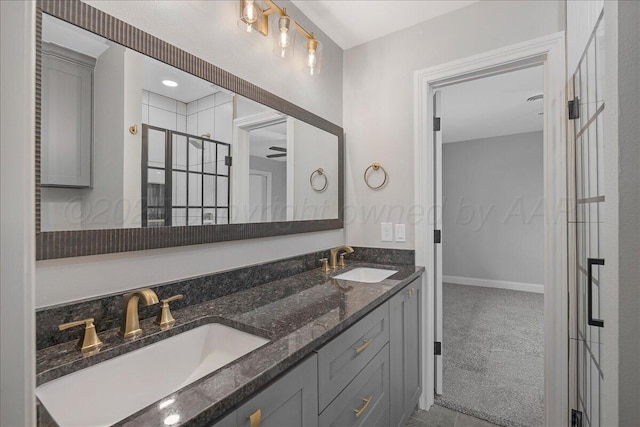 4400 Gem Lake Rd, Amarillo, TX 79106 - bathroom with double vanity and a shower stall