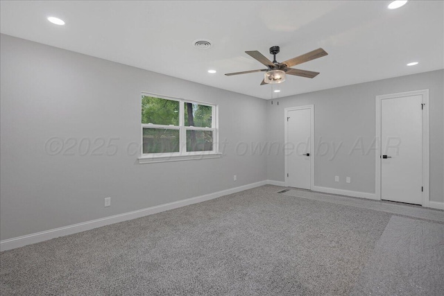 4400 Gem Lake Rd, Amarillo, TX 79106 - carpeted empty room with a ceiling fan and recessed lighting