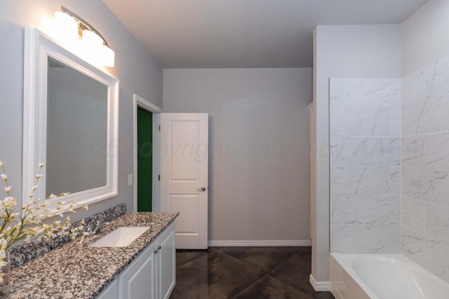 9920 Otis Ct, Amarillo, TX 79119 - full bath featuring vanity, baseboards, and shower / bath combination