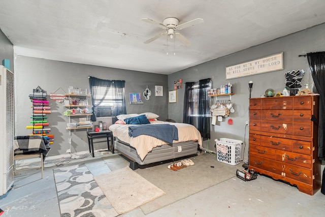 3616 NE 21st Ave, Amarillo, TX 79107 - bedroom with unfinished concrete flooring and ceiling fan