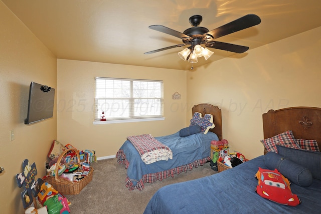4410 Chandler Dr, Amarillo, TX 79109 - bedroom with carpet floors, a ceiling fan, and baseboards