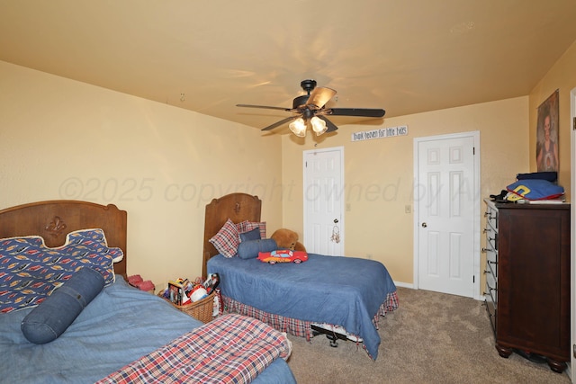4410 Chandler Dr, Amarillo, TX 79109 - bedroom with carpet flooring and ceiling fan