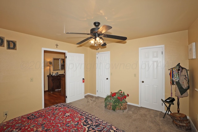 4410 Chandler Dr, Amarillo, TX 79109 - carpeted bedroom with ceiling fan and baseboards